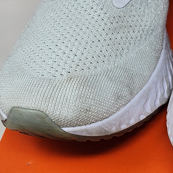 Nike Epic React Flyknit White Racer Blue 2018 AQ0070 100 Women's 11.5 Men's 10 - Picture 9 of 11